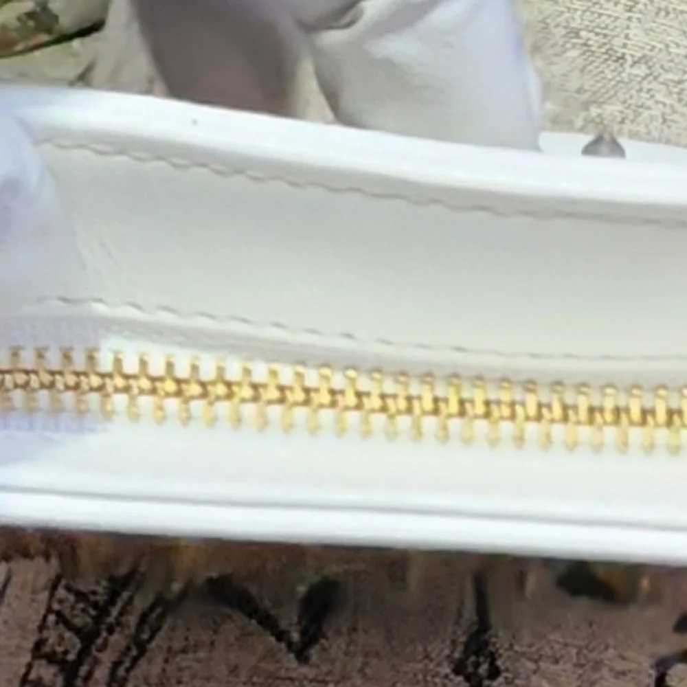 Authentic Christian Louboutin White Leather Spiked Clutch With Chain - Picture 2 of 7